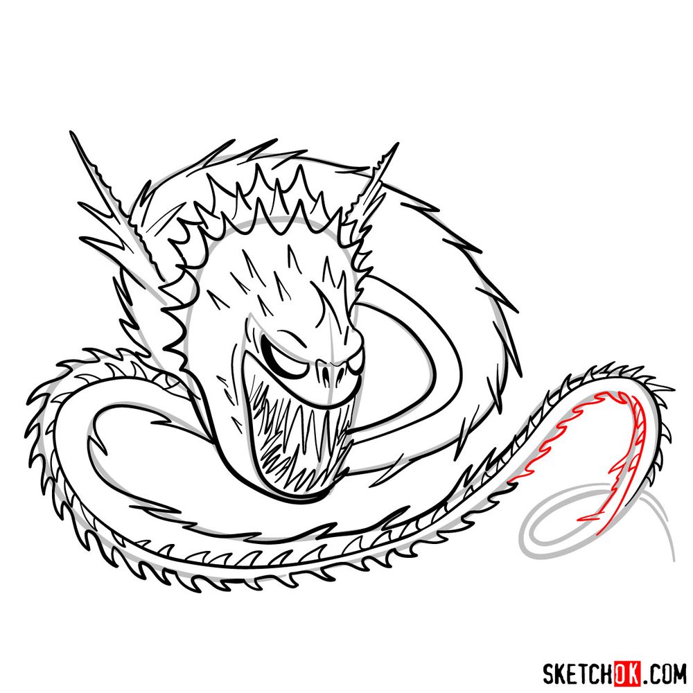 How to draw The Screaming Death dragon - step 16