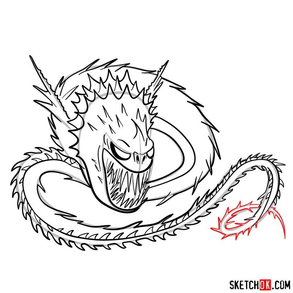 How to draw The Screaming Death dragon - step 17
