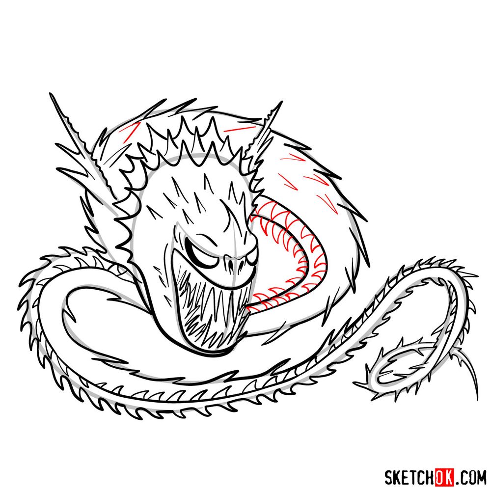 How to draw The Screaming Death dragon - step 18