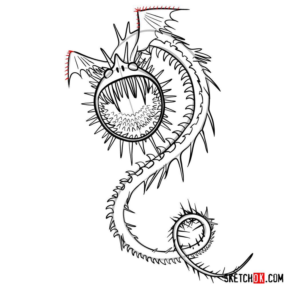 How to draw The Whispering Death dragon - step 18