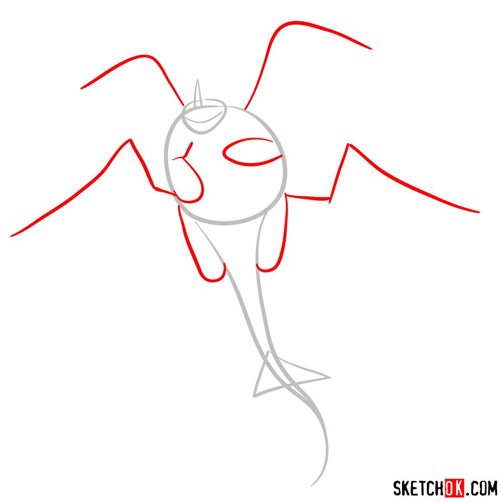 How to draw Krogan's Singetail dragon - step 02