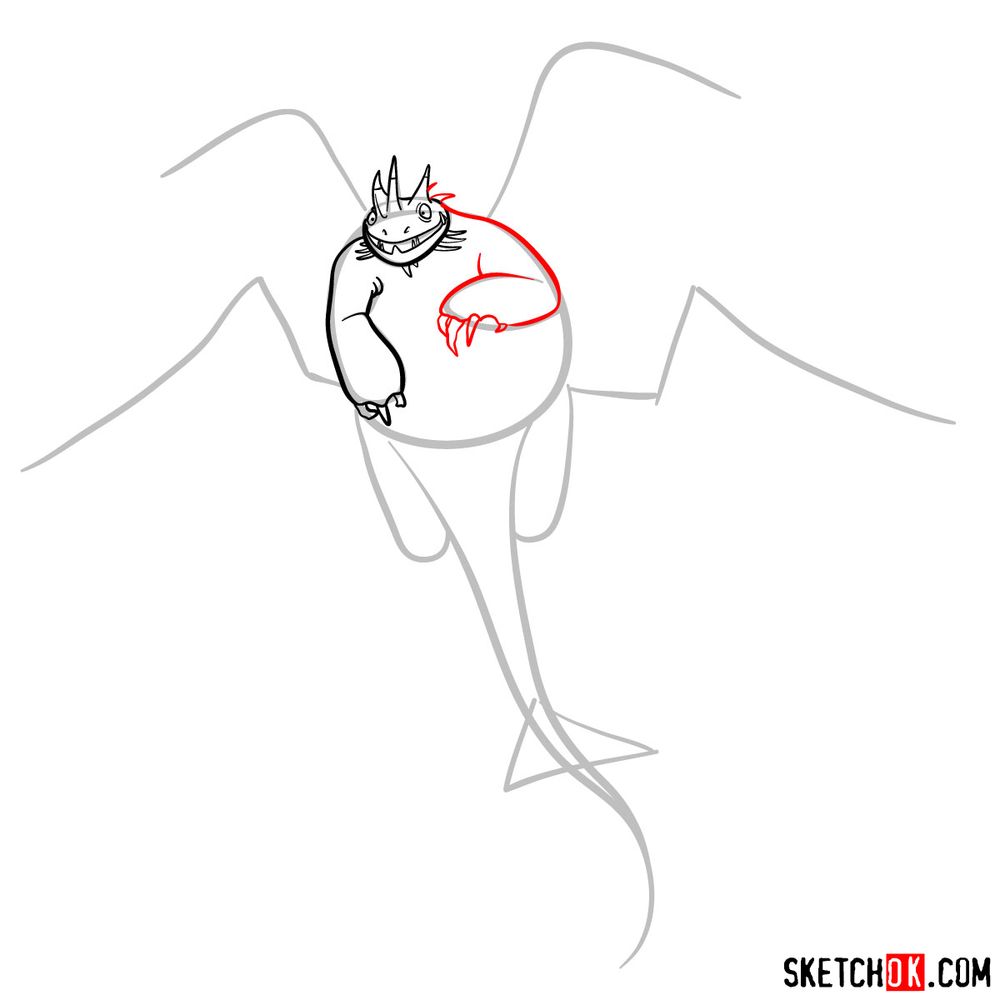 How to draw Krogan's Singetail dragon - step 07