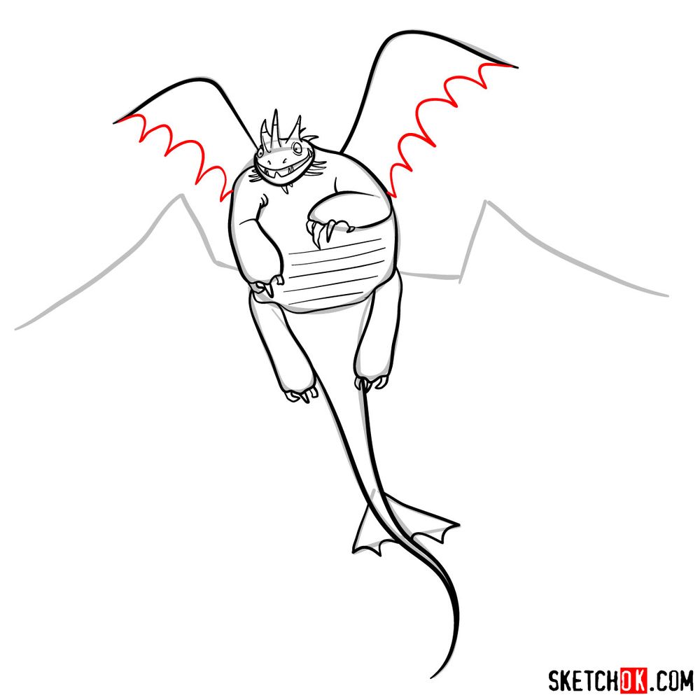 How to draw Krogan's Singetail dragon - step 12