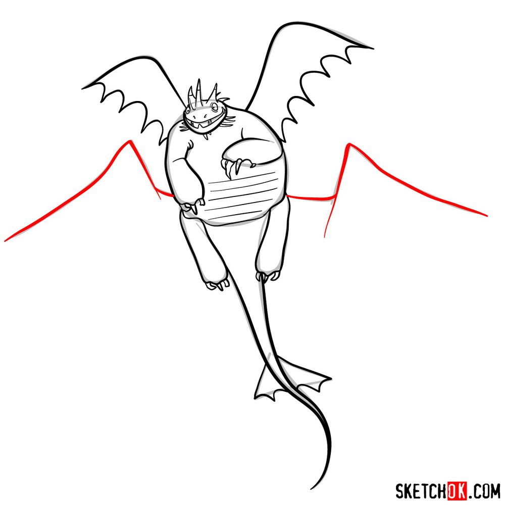 How to draw Krogan's Singetail dragon - step 13