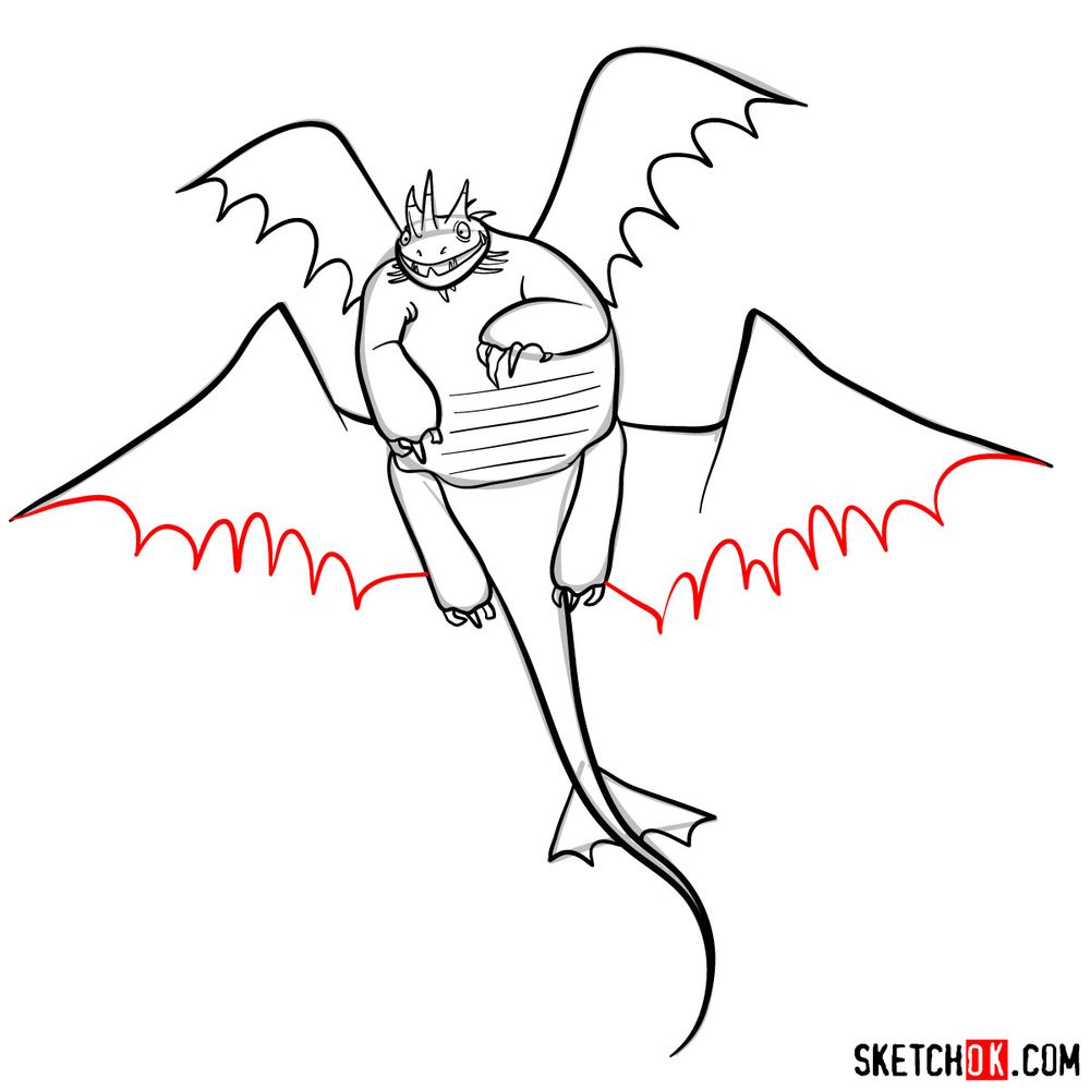 How to draw Krogan's Singetail dragon - step 14