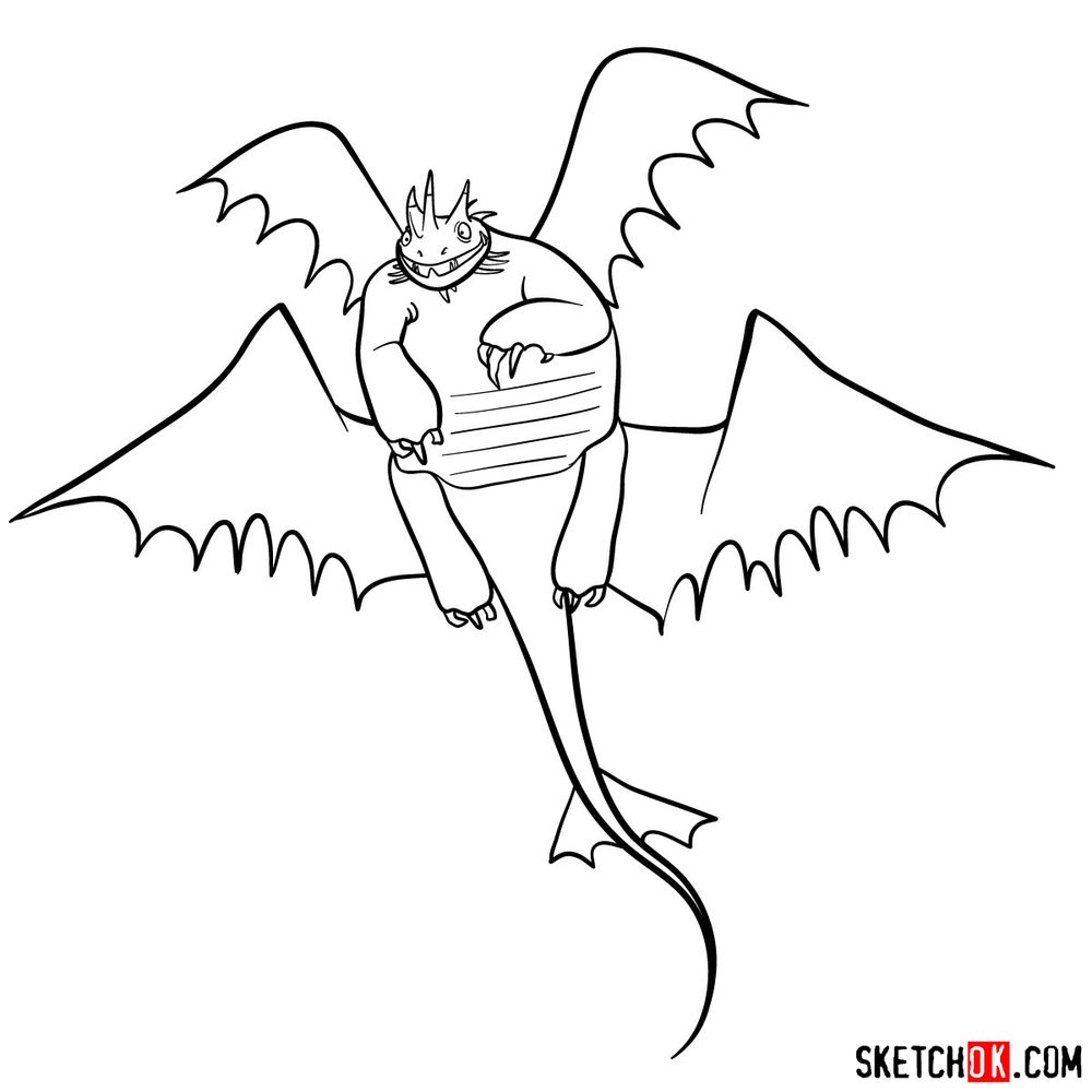 How to draw Krogan's Singetail dragon - step 15
