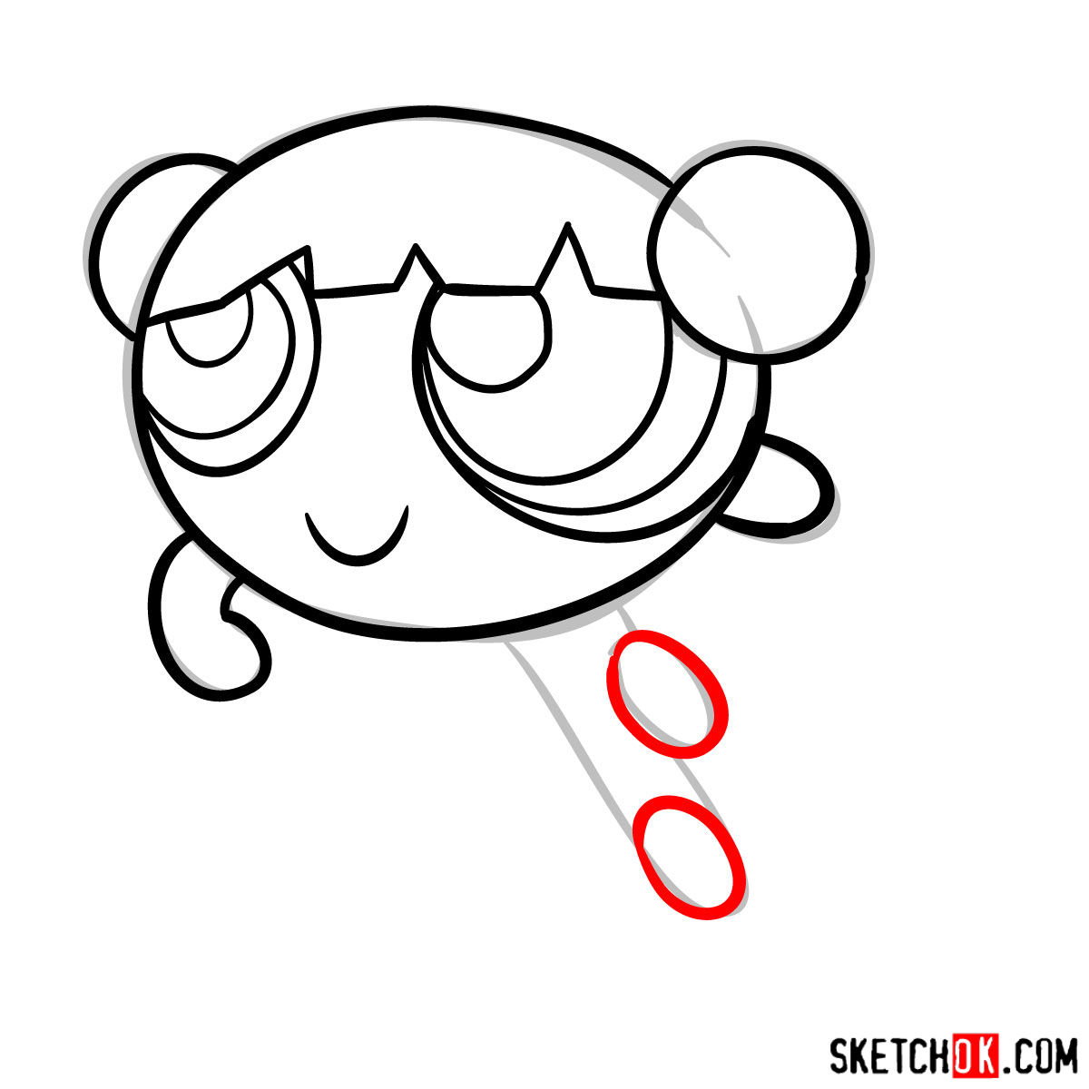 How to draw Bunny from Powerpuff Girls - step 06