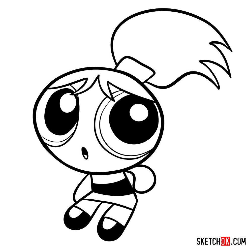 How to draw Bunny the Powerpuff Girl - step 10