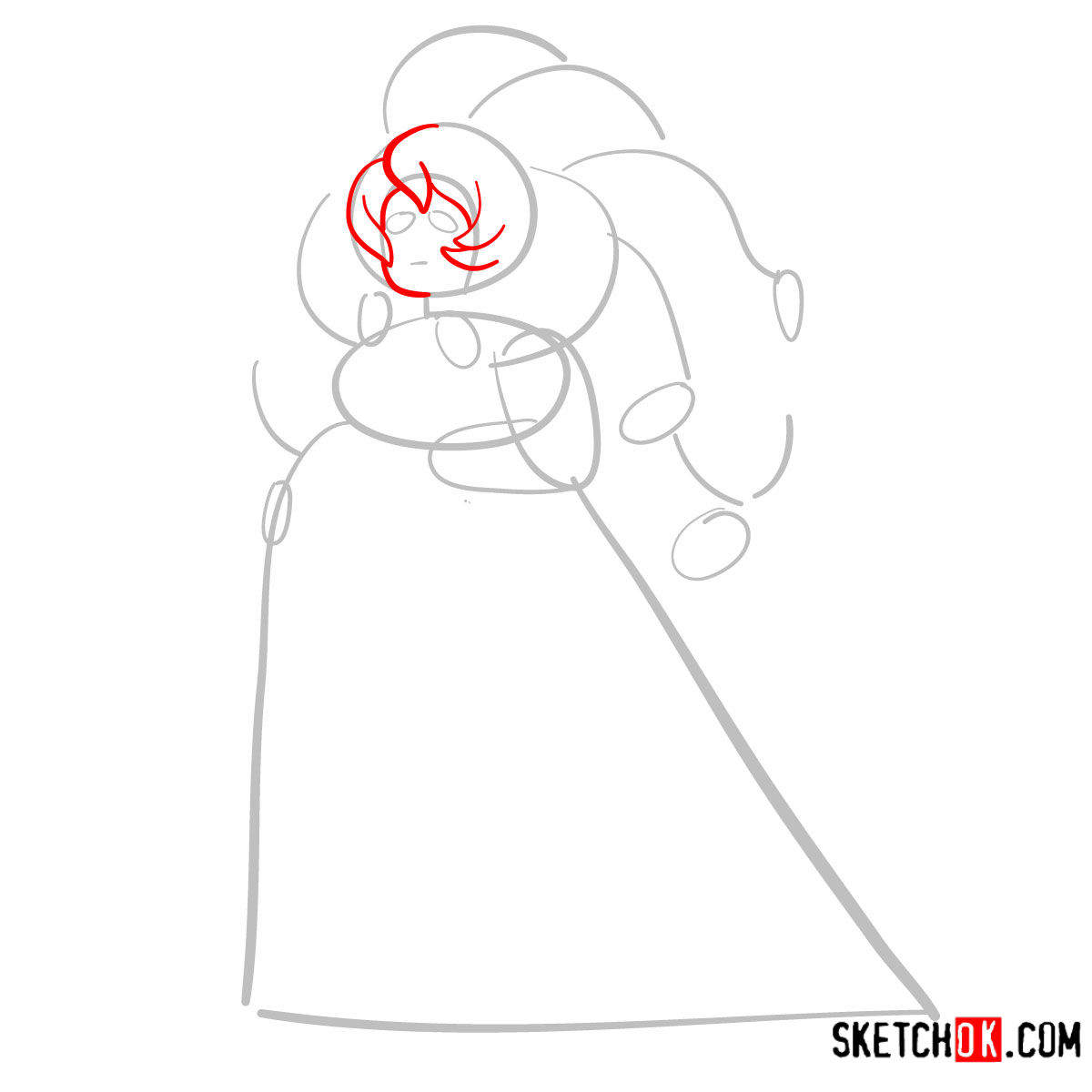 How to draw Rose Quartz | Steven Universe - step 03