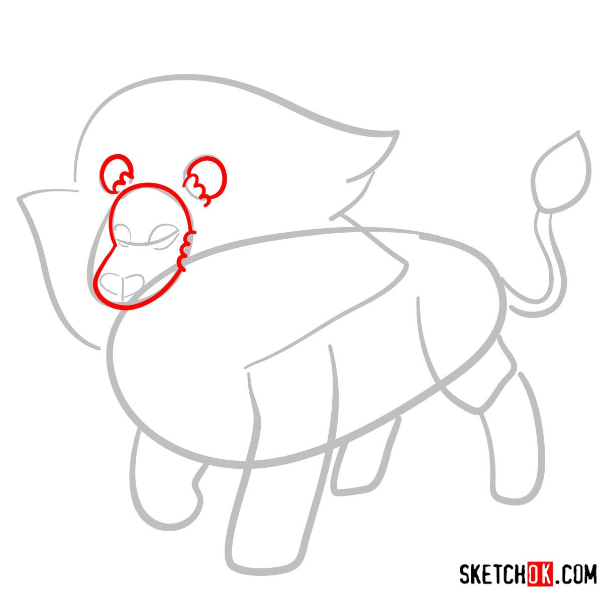 How to draw Lion | Steven Universe - step 03