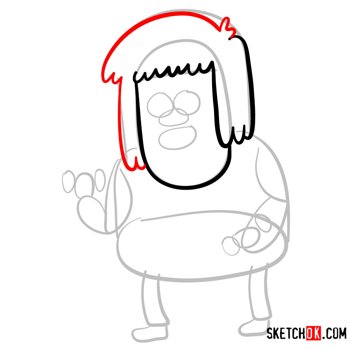 How to draw Muscle Man | Regular Show - step 04