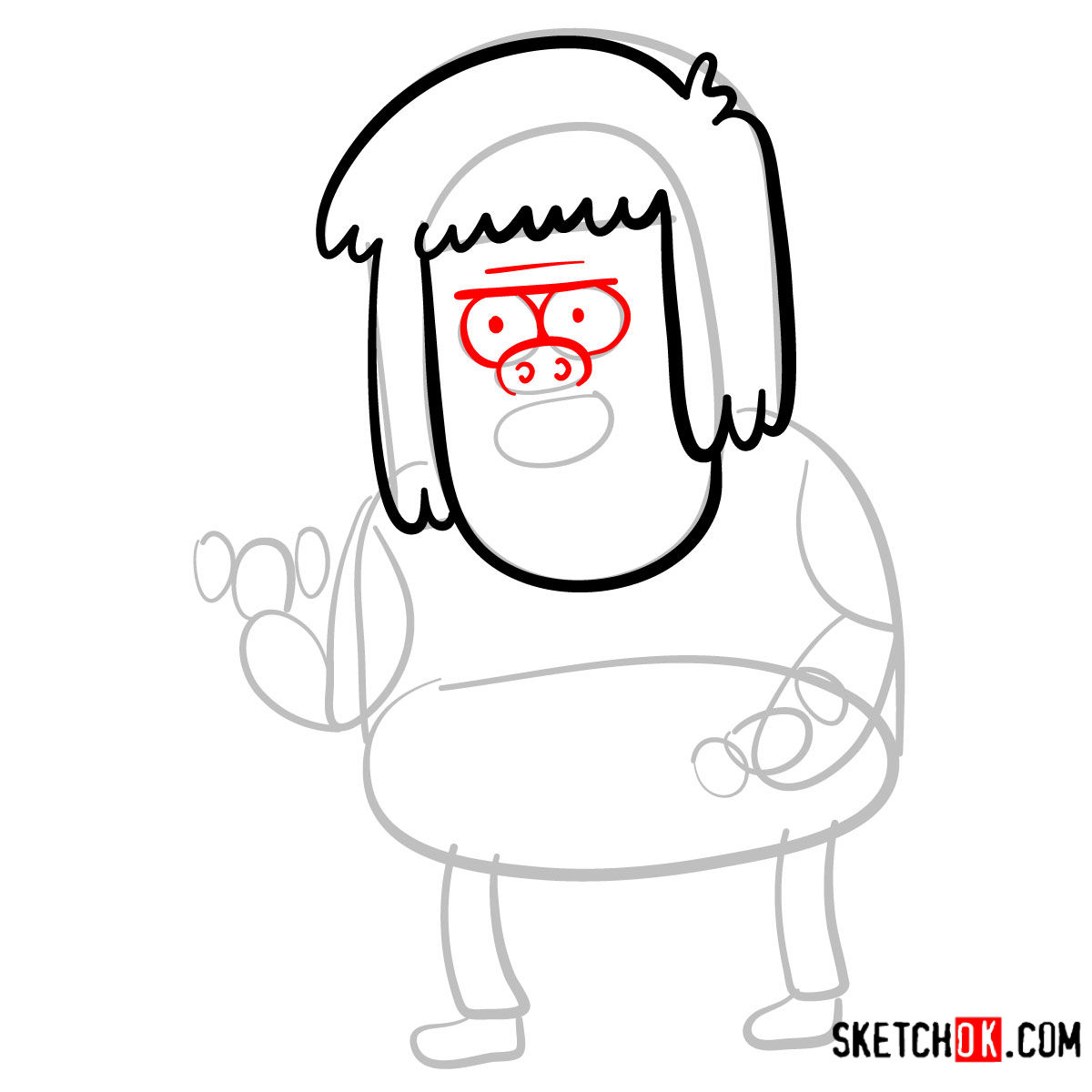 How to draw Muscle Man | Regular Show - step 05