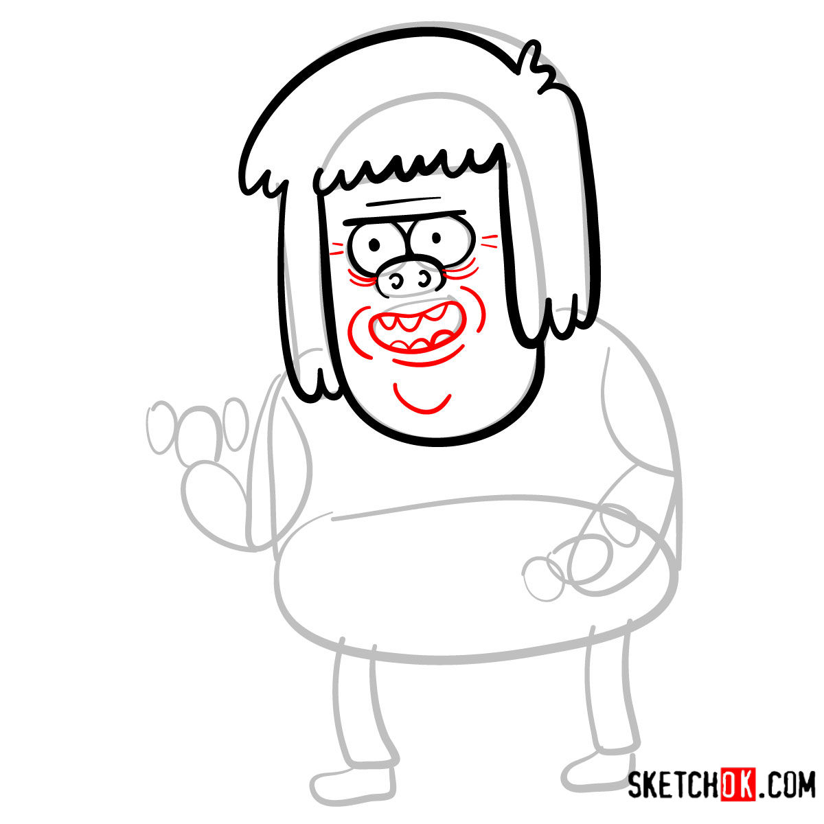 How to draw Muscle Man | Regular Show - step 06