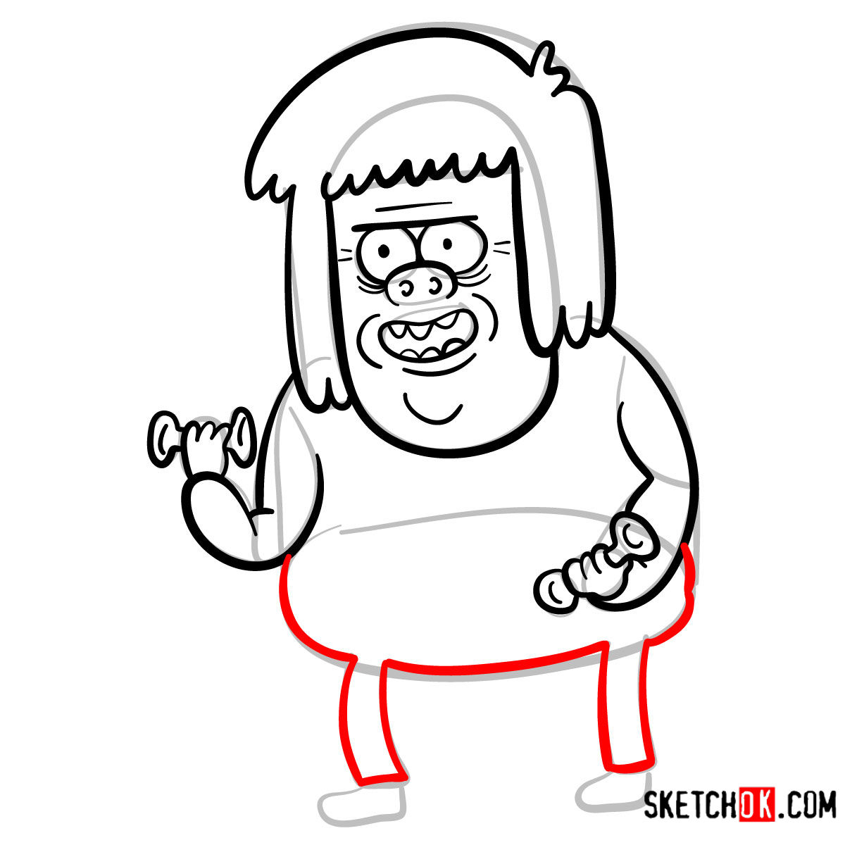 How to draw Muscle Man | Regular Show - step 09