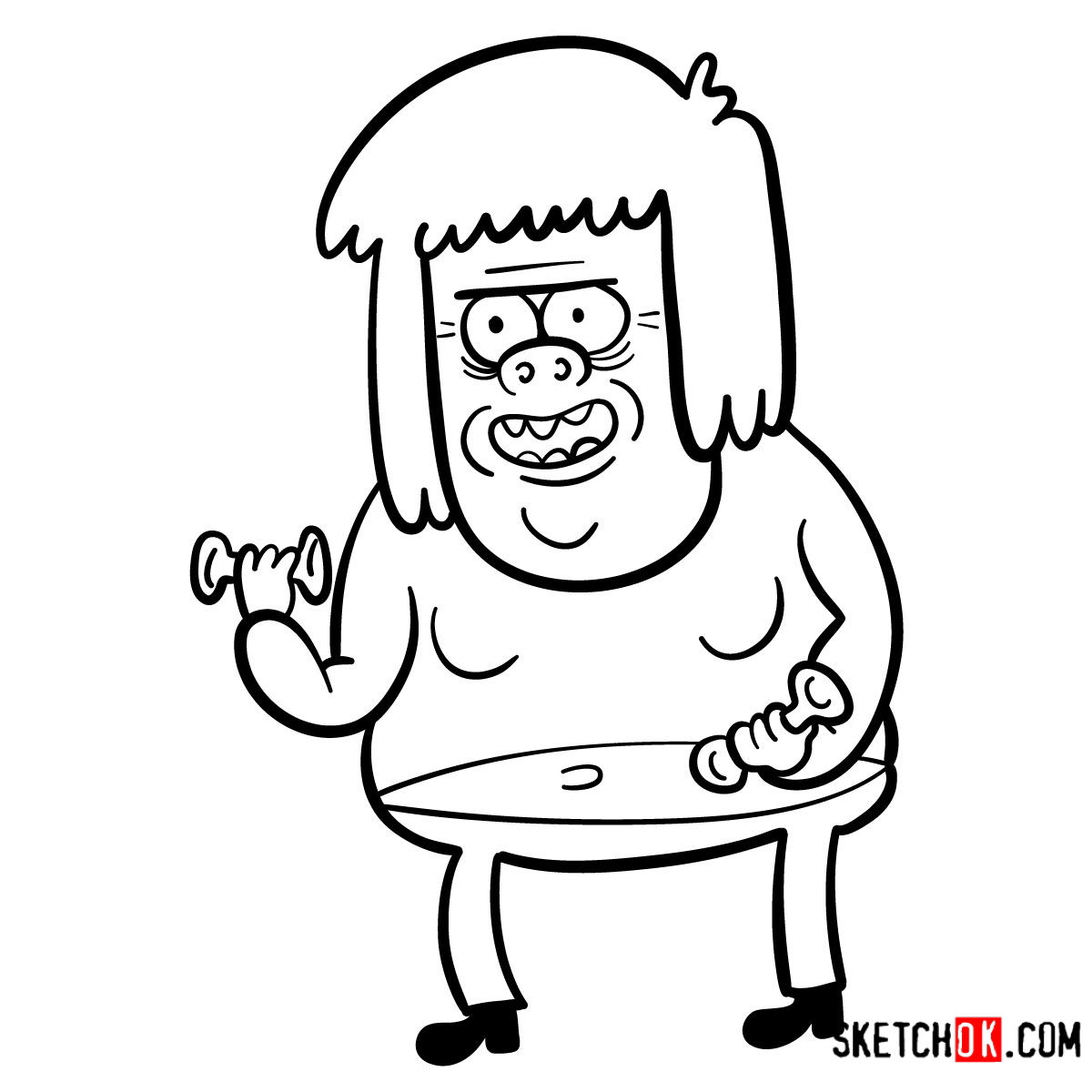 How to draw Muscle Man | Regular Show - step 12