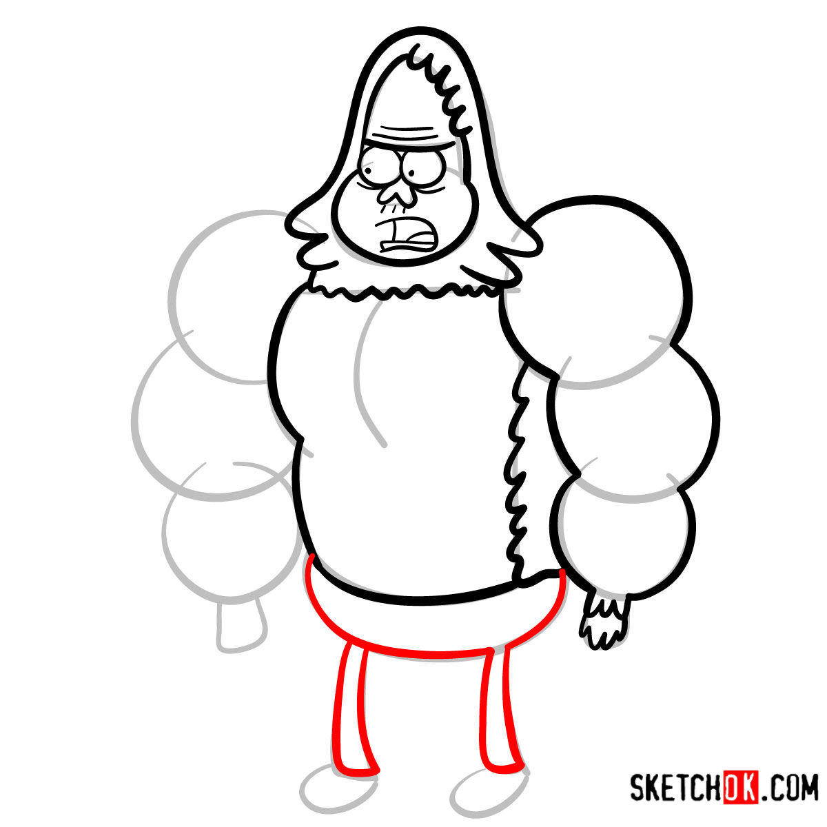 How to draw Skips | Regular Show - step 08