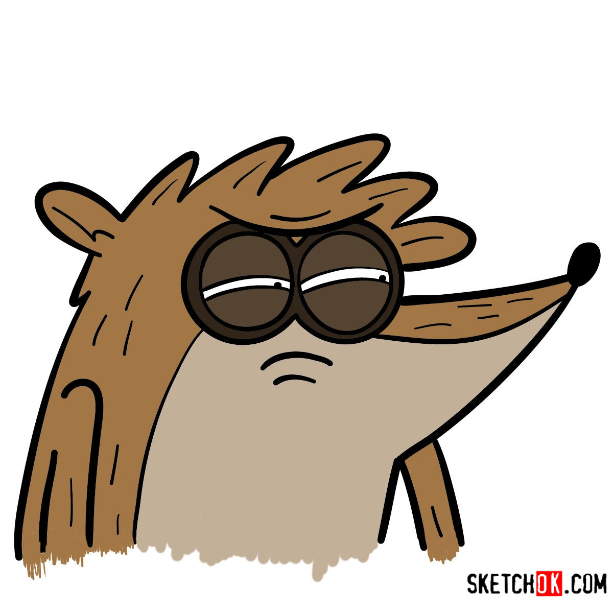 How to draw Rigby's face | Regular Show