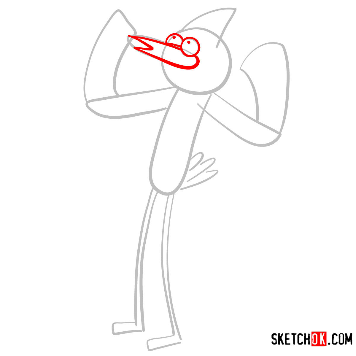 How to draw Mordecai | Regular Show - step 03