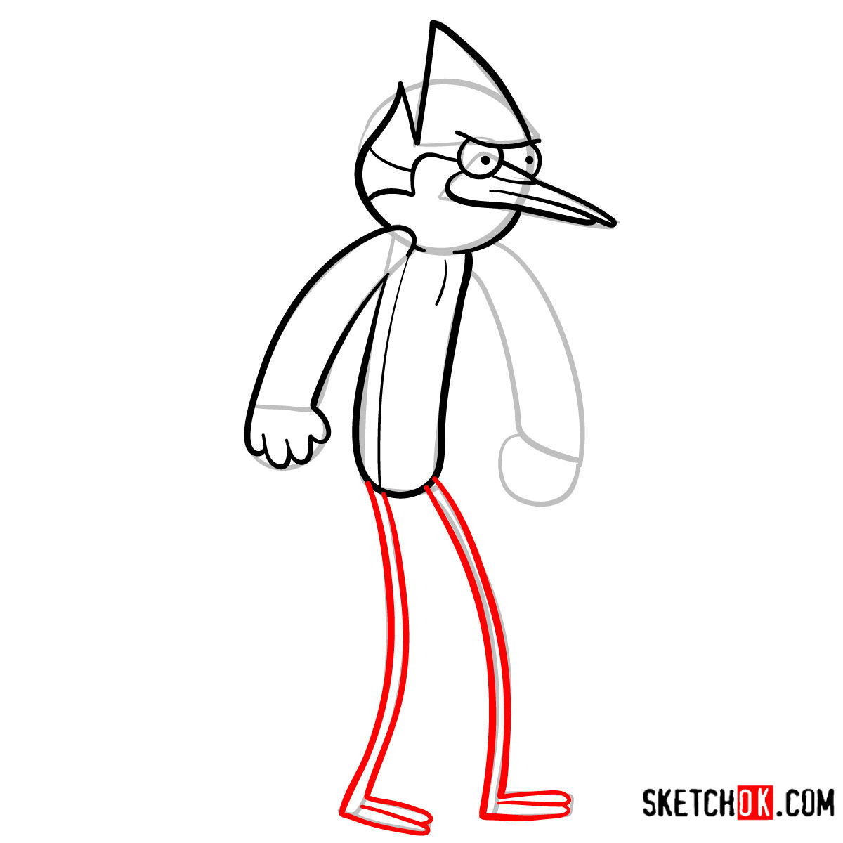 How to draw angry Mordecai step by step - step 07