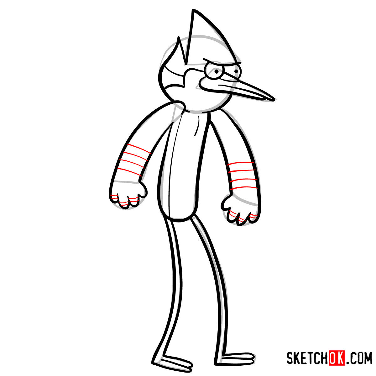 How to draw angry Mordecai step by step - step 09
