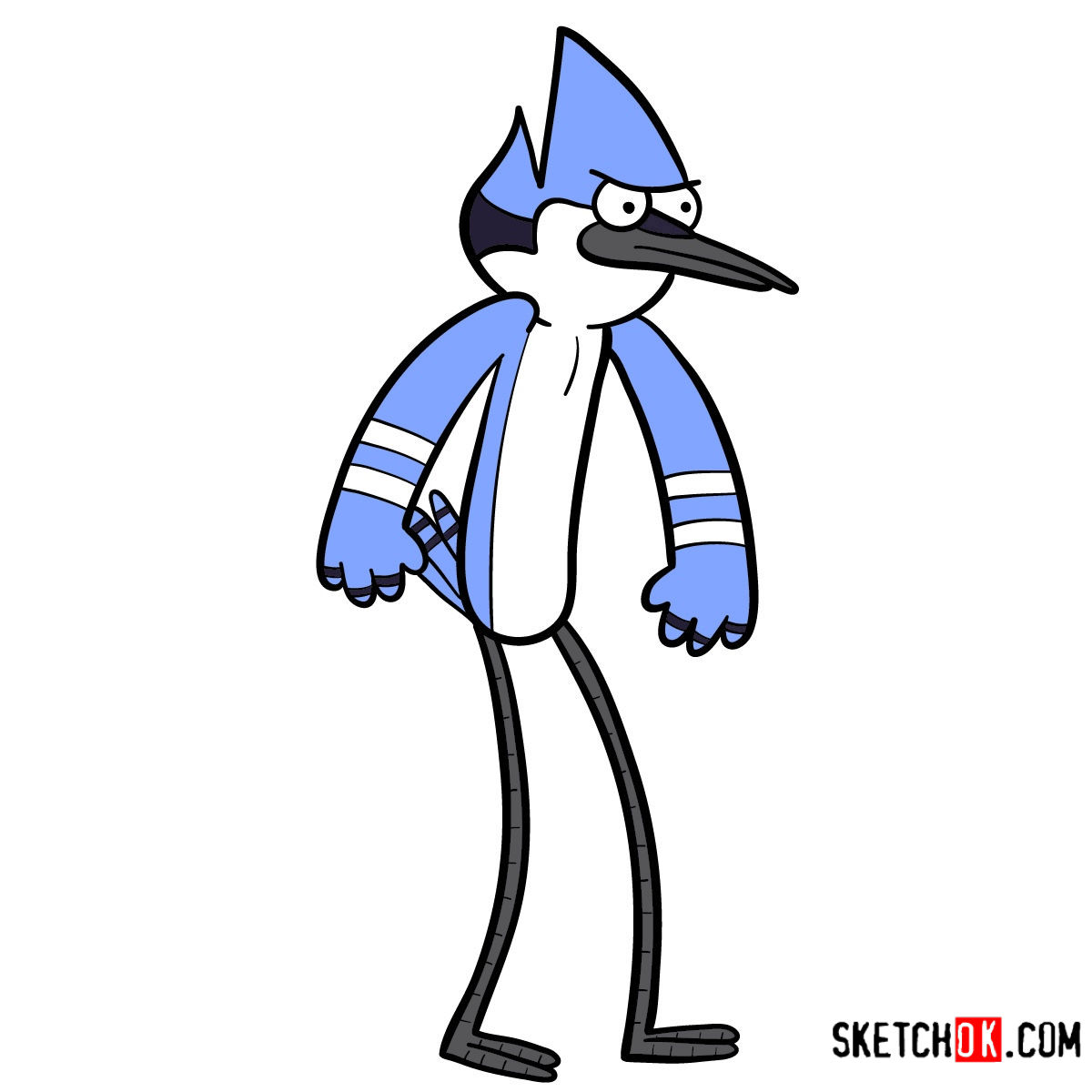 How to draw angry Mordecai step by step