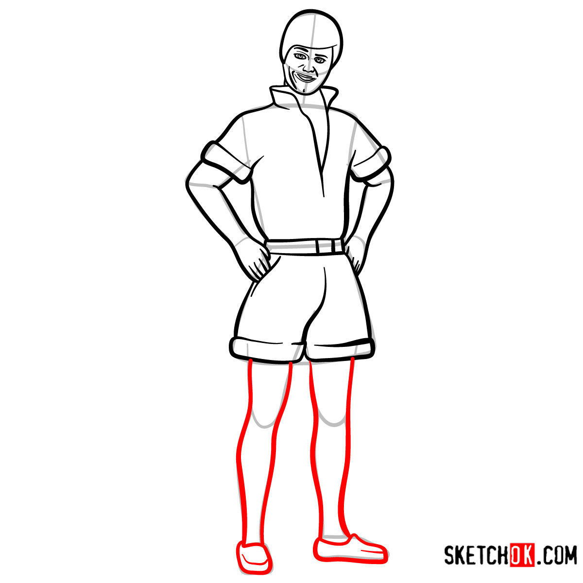 How to draw Ken from Toy Story - step 10