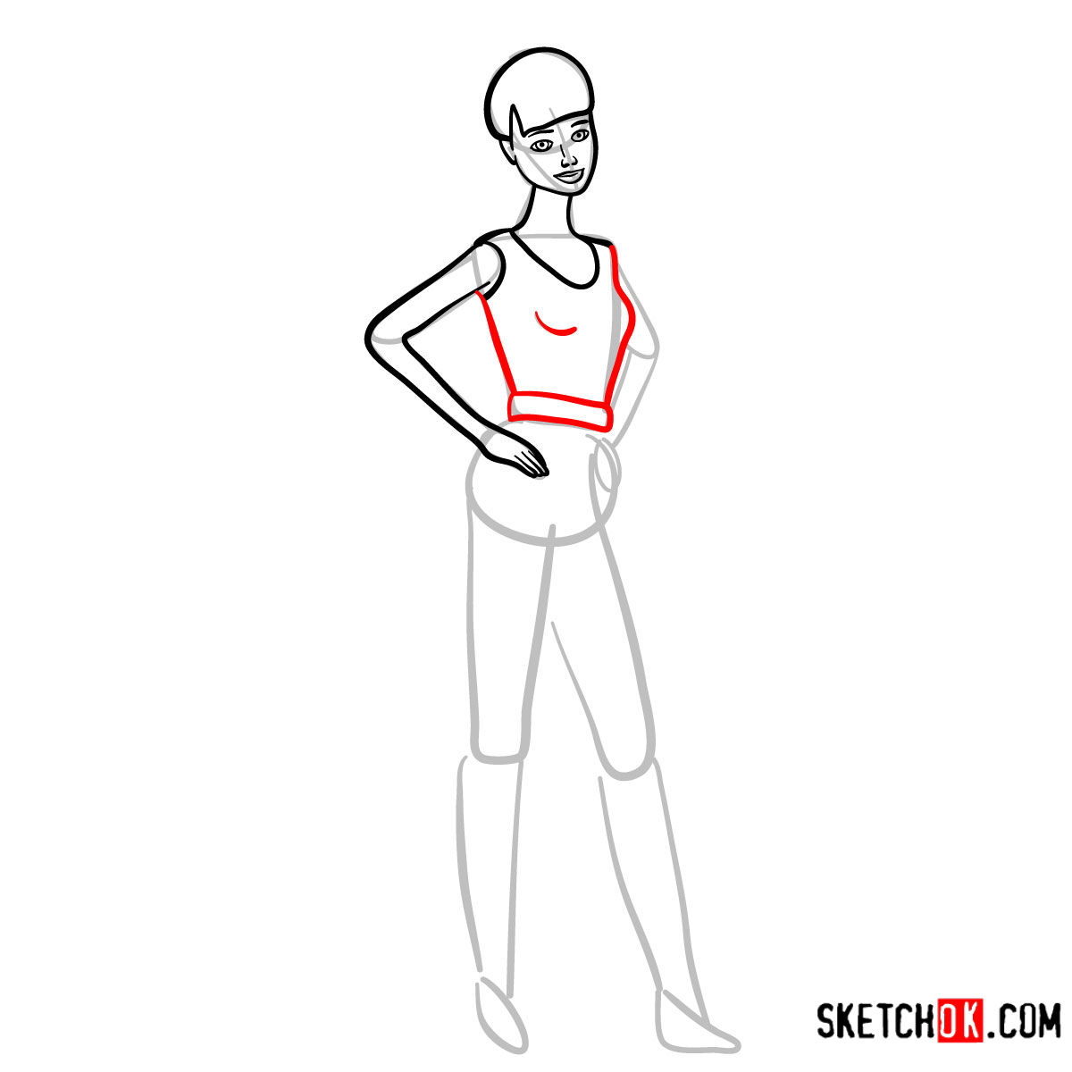 How to draw Barbie from Toy Story - step 07