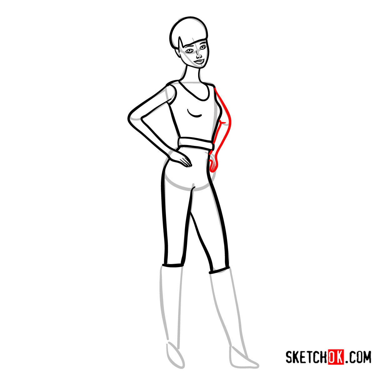 How to draw Barbie from Toy Story - step 09