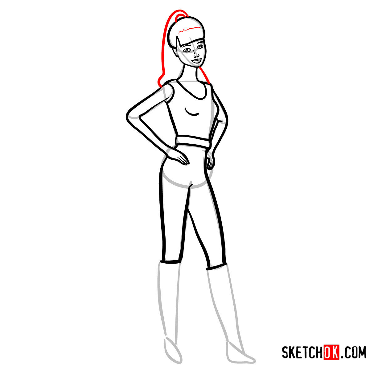 How to draw Barbie from Toy Story - step 10