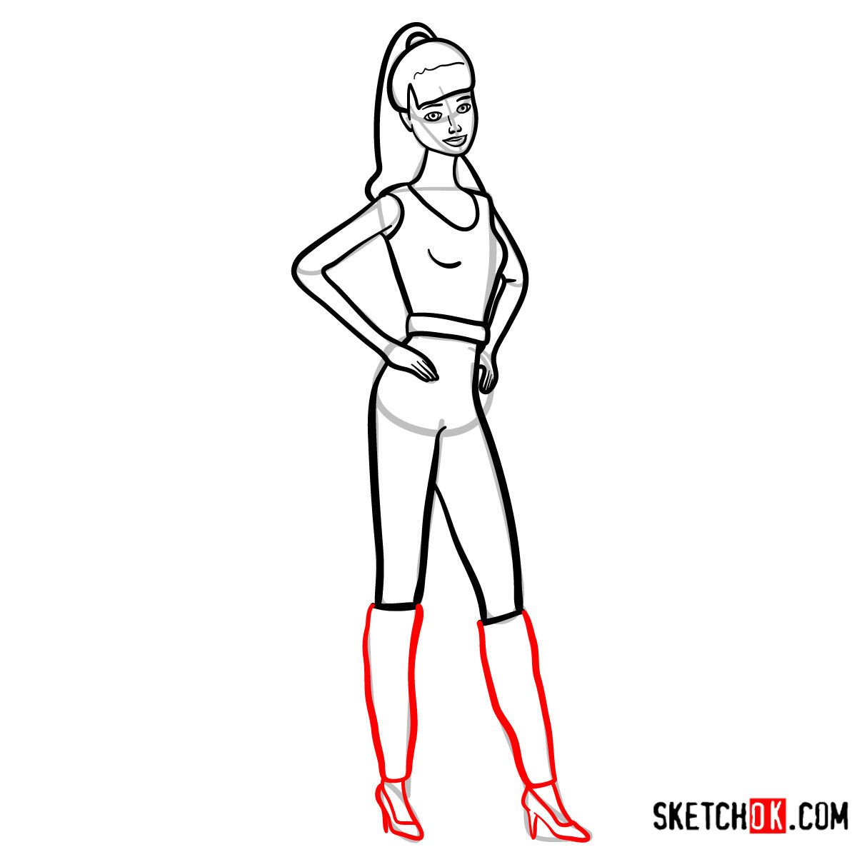 How to draw Barbie from Toy Story - step 11