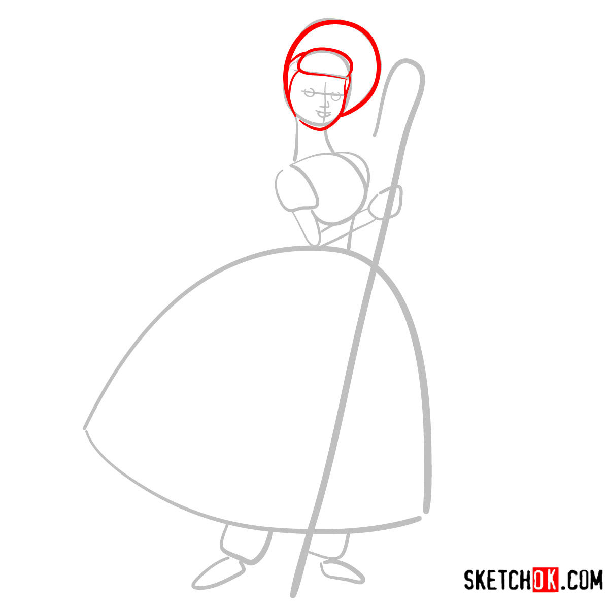 How to draw Bo Peep from Toy Story - step 03