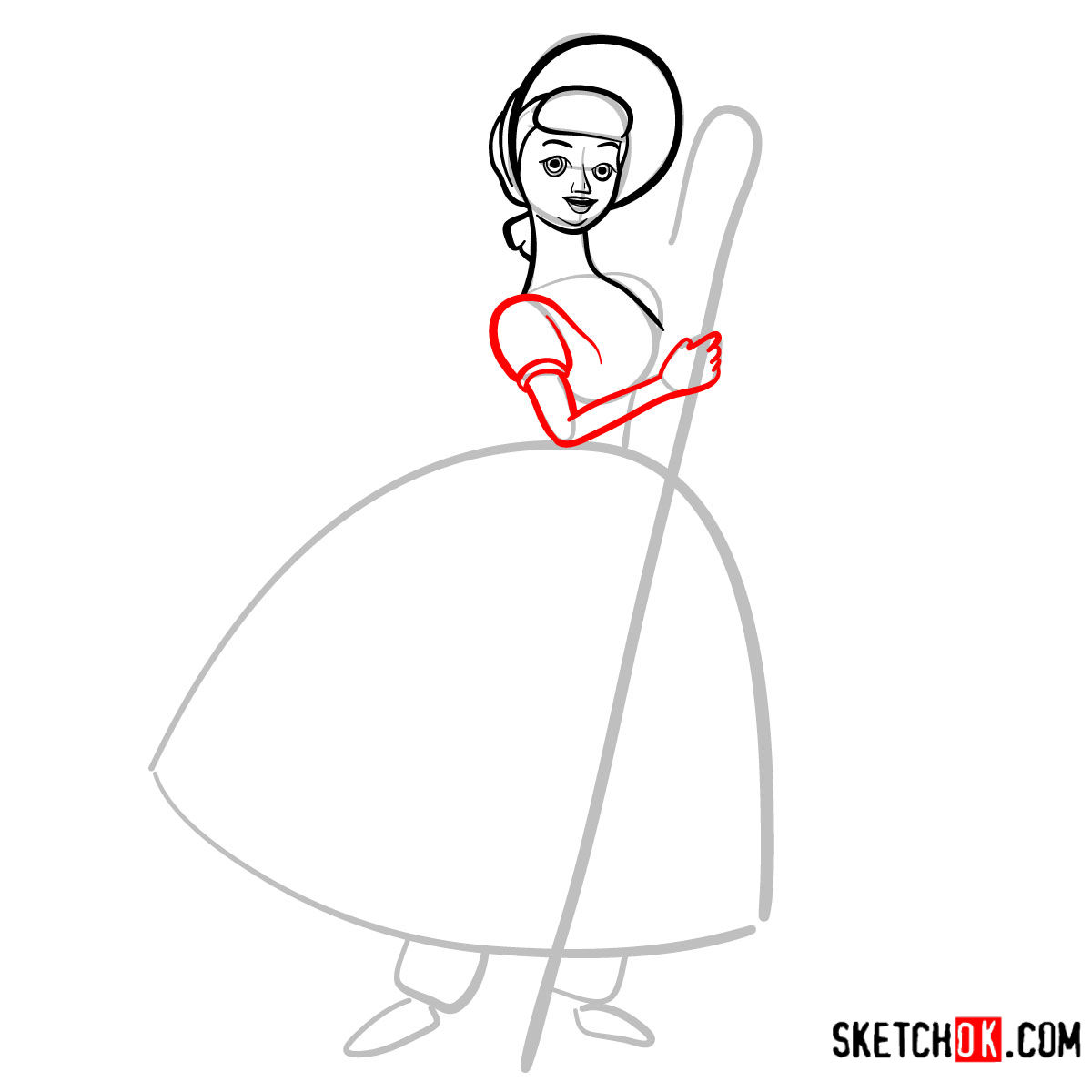 How to draw Bo Peep from Toy Story - step 06