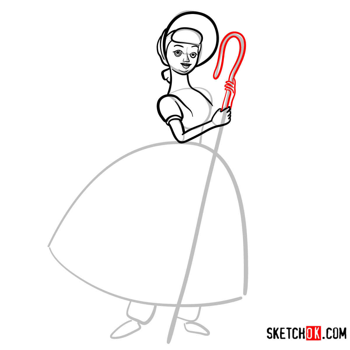 How to draw Bo Peep from Toy Story - step 07