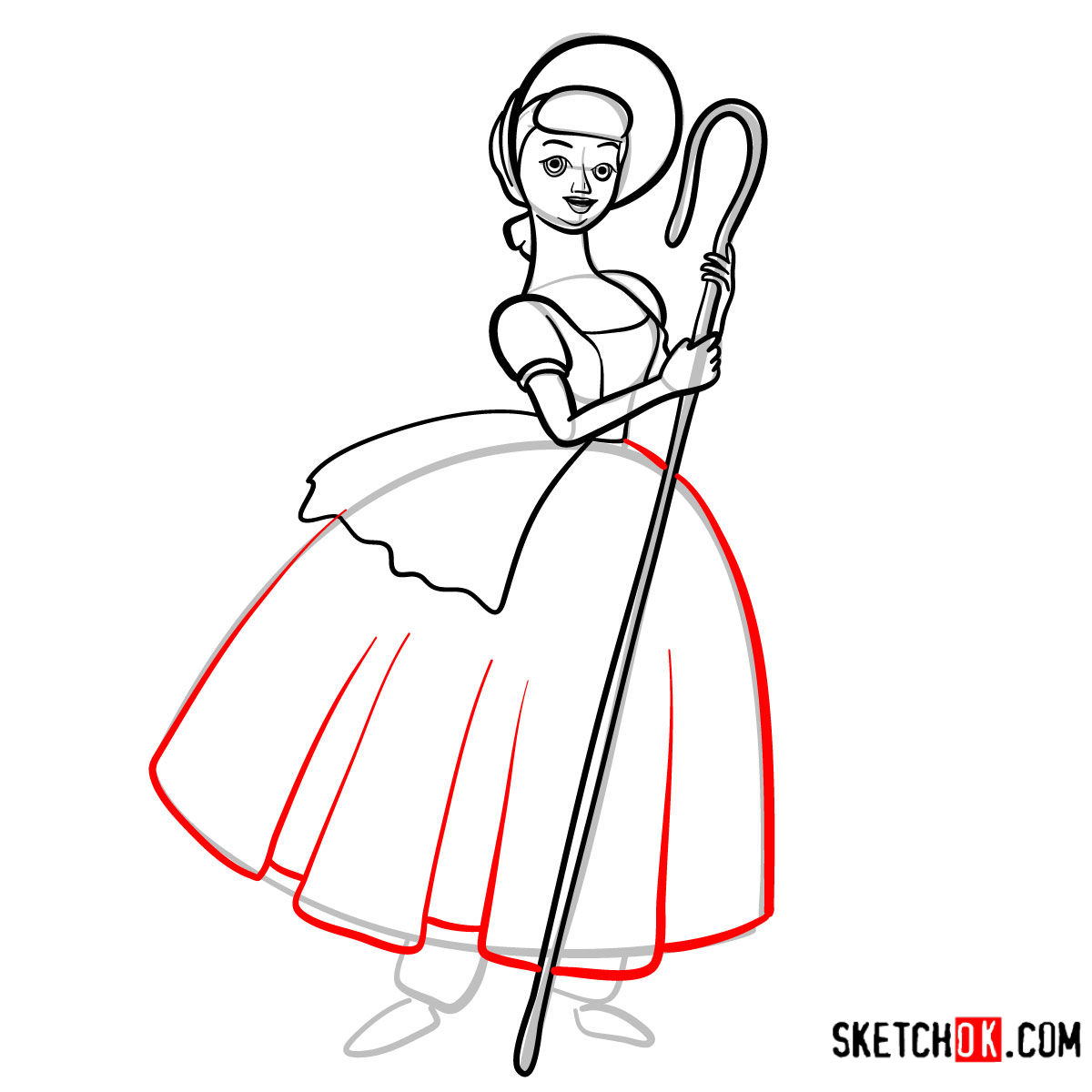 How to draw Bo Peep from Toy Story - step 10