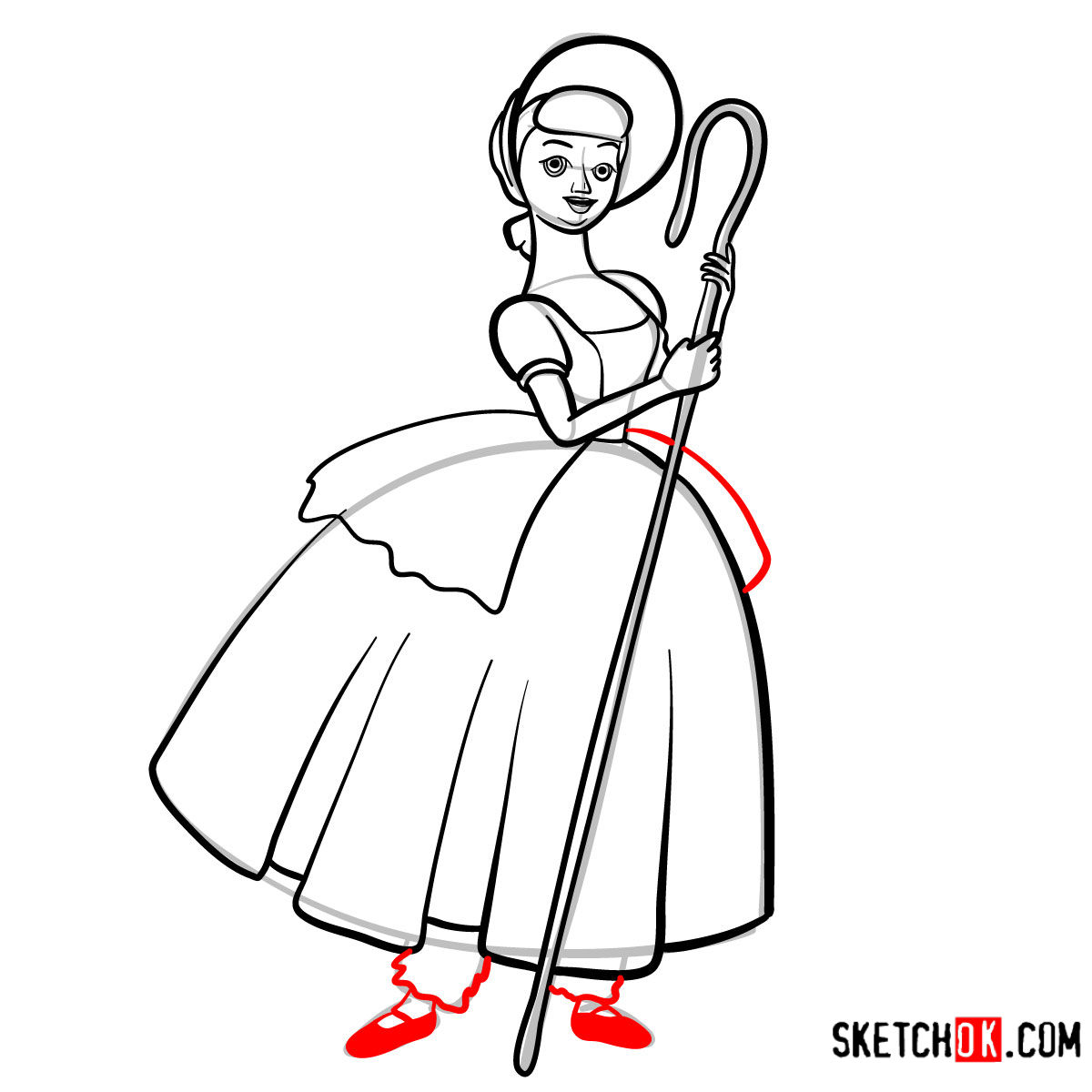 How to draw Bo Peep from Toy Story - step 11