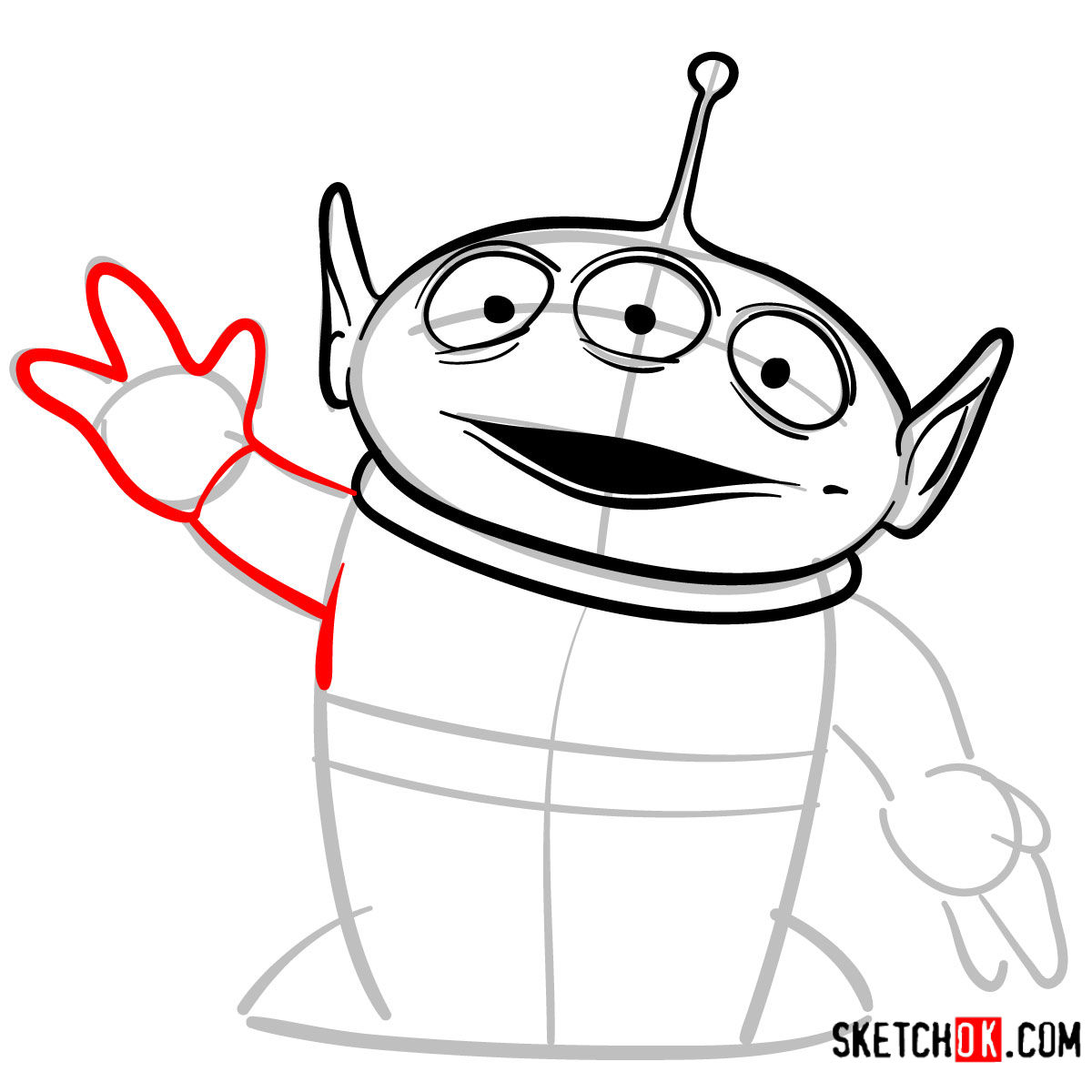 How to draw Alien | Toy Story - step 06