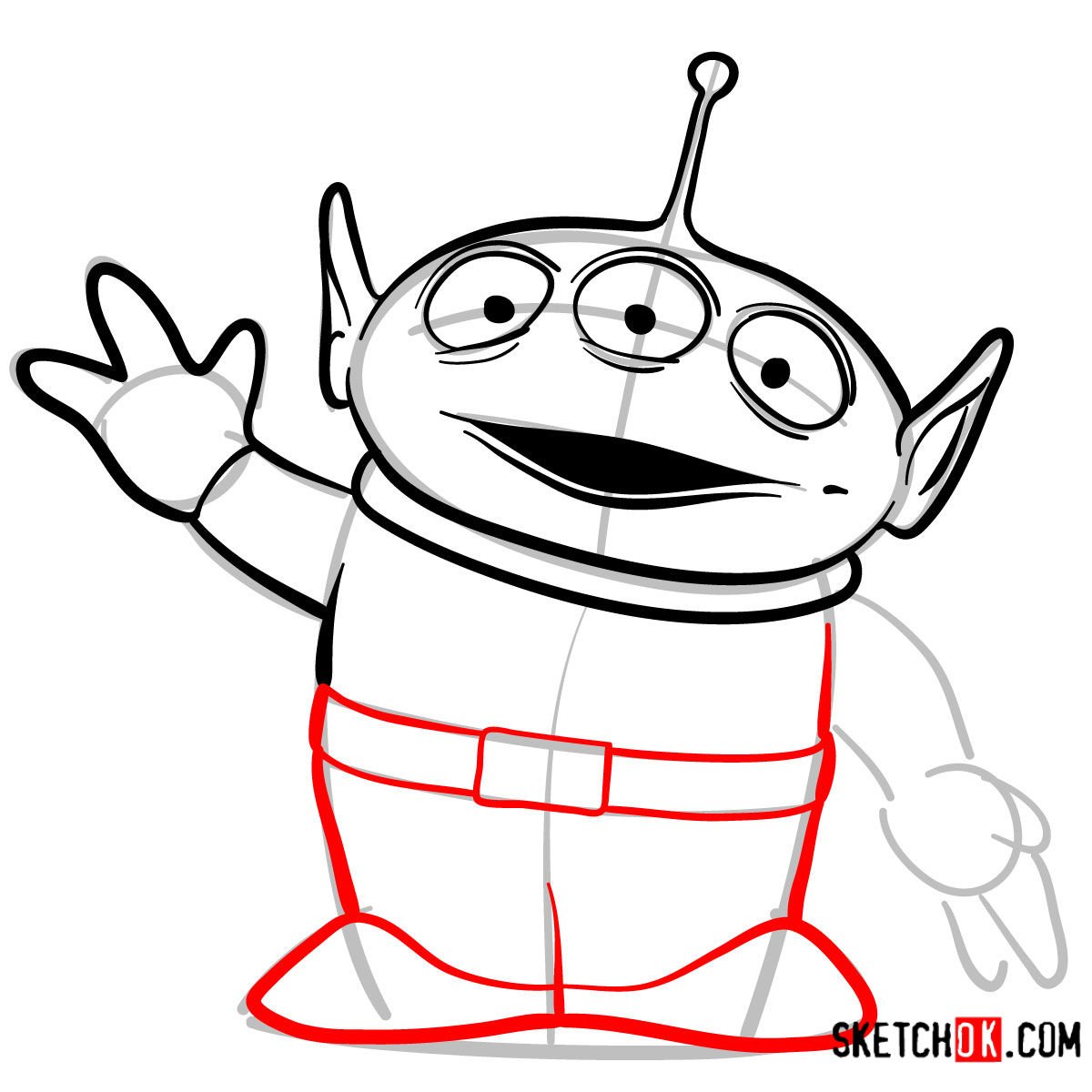 How to draw Alien | Toy Story - step 07