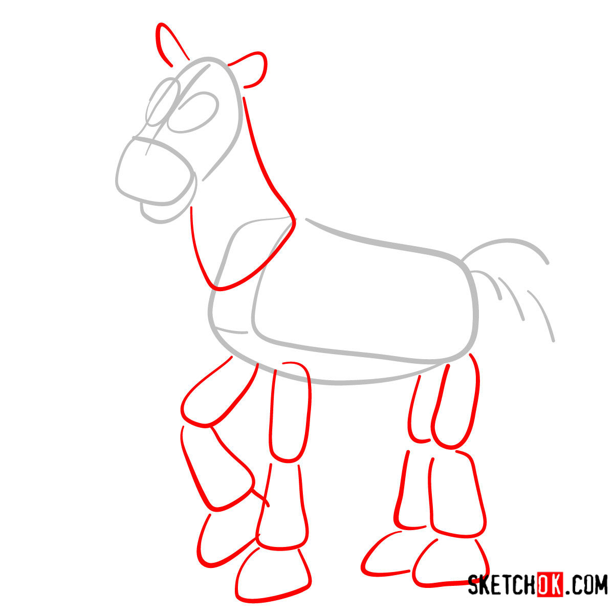 How to draw Bullseye from Toy Story - step 02