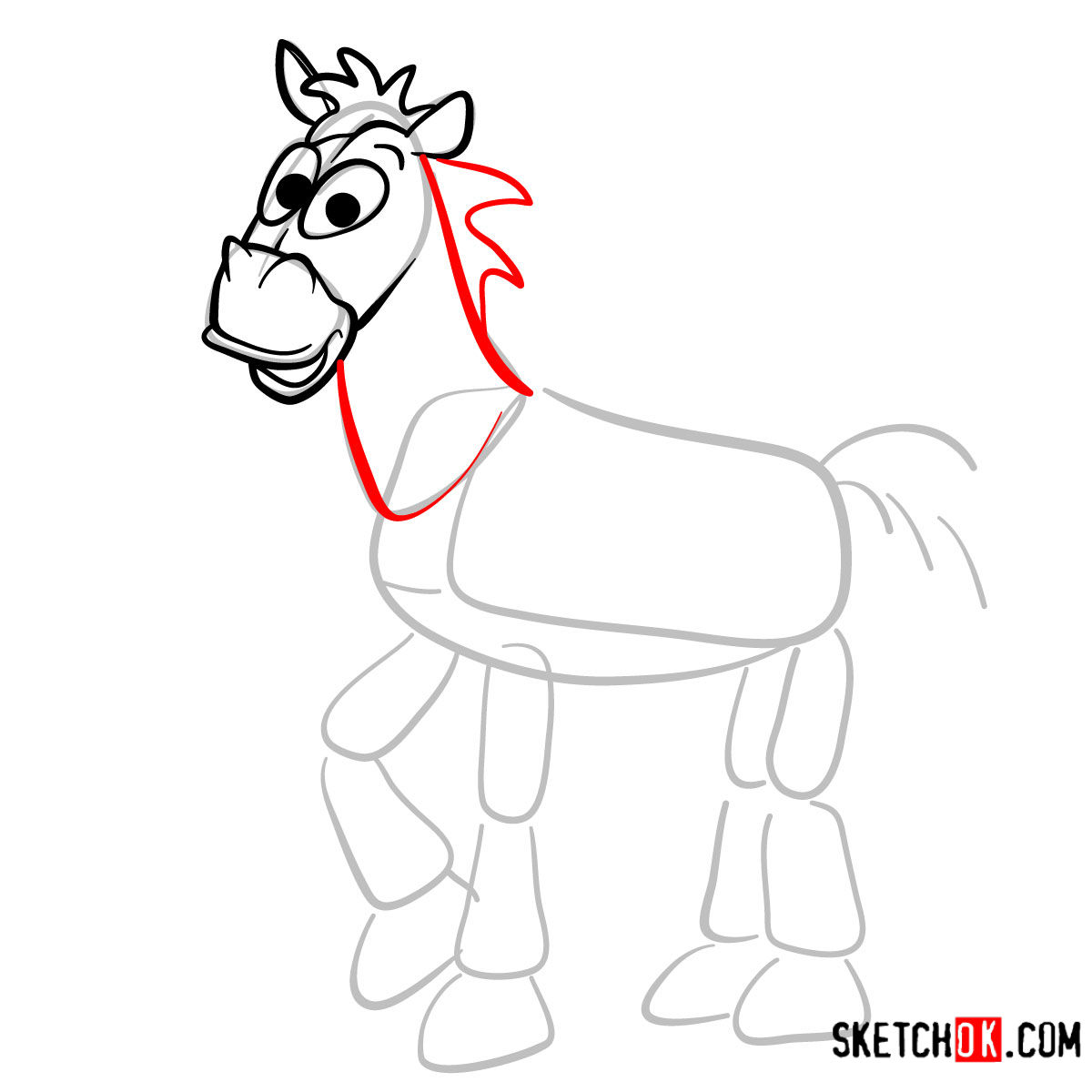How to draw Bullseye from Toy Story Sketchok easy drawing guides