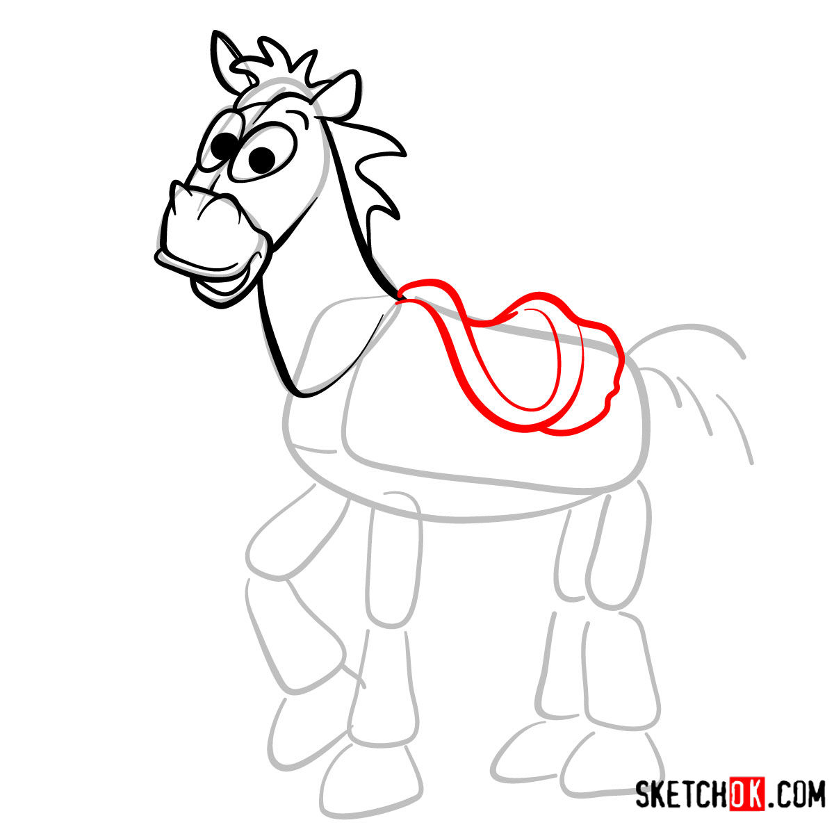 How to draw Bullseye from Toy Story - step 06