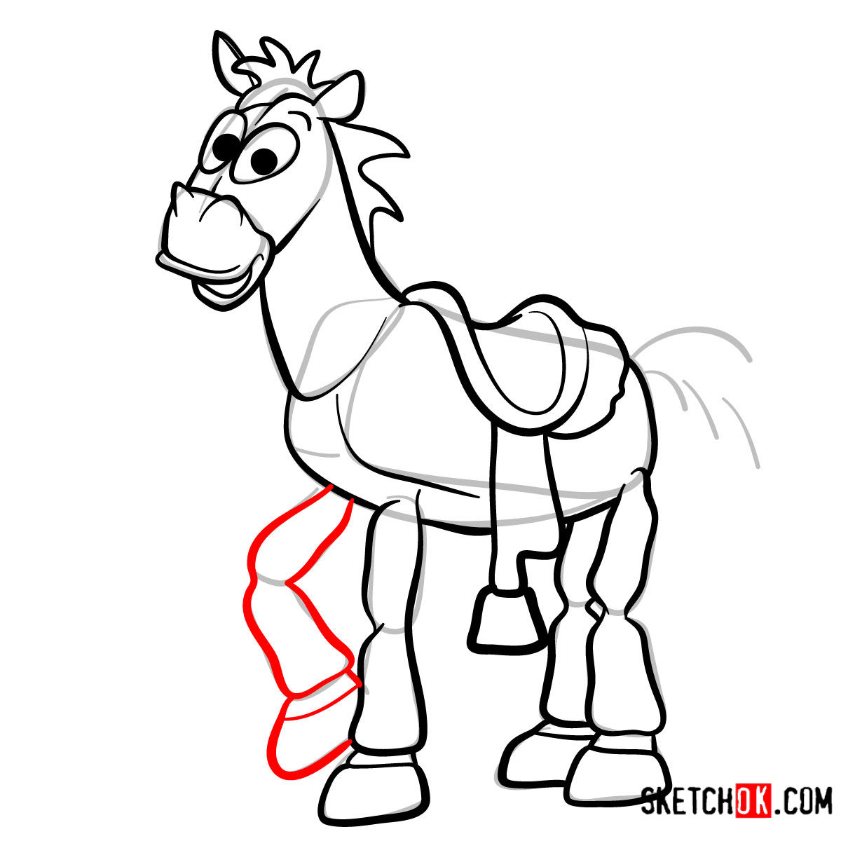 How to draw Bullseye from Toy Story - step 10