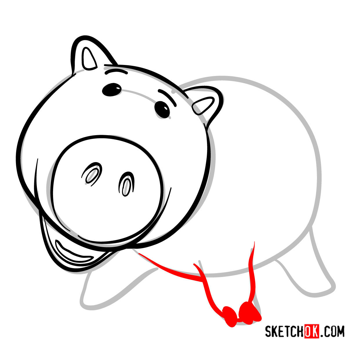 How to draw Hamm from Toy Story - step 06