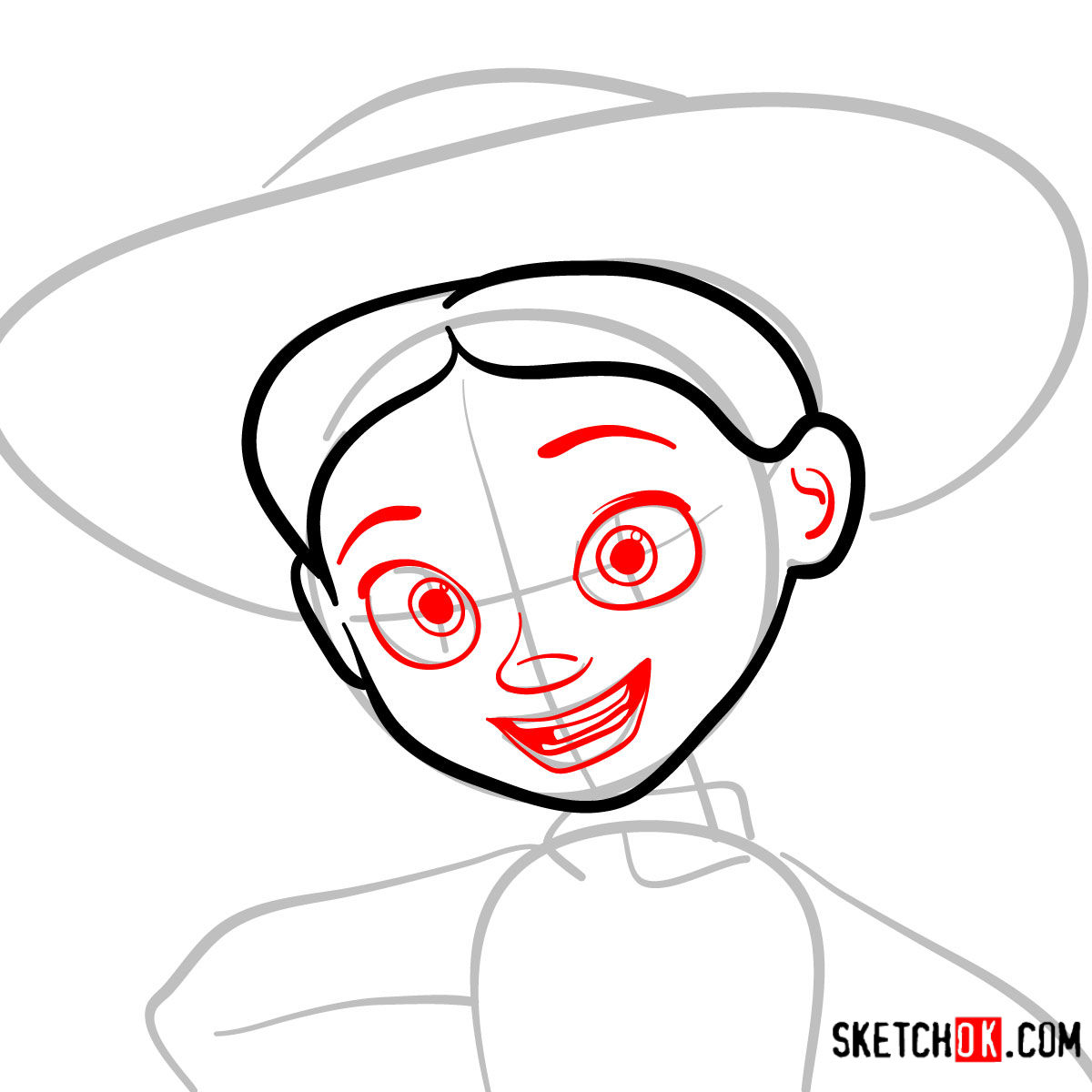 How to draw a portrait of Jessie | Toy Story - step 04