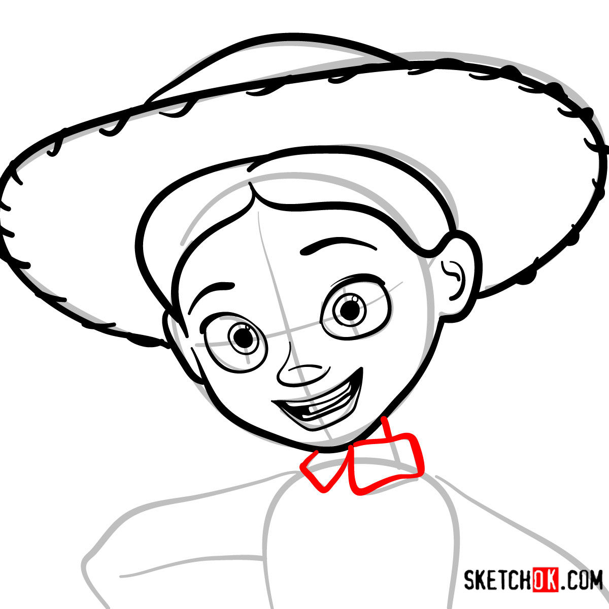 How to draw a portrait of Jessie | Toy Story - step 06