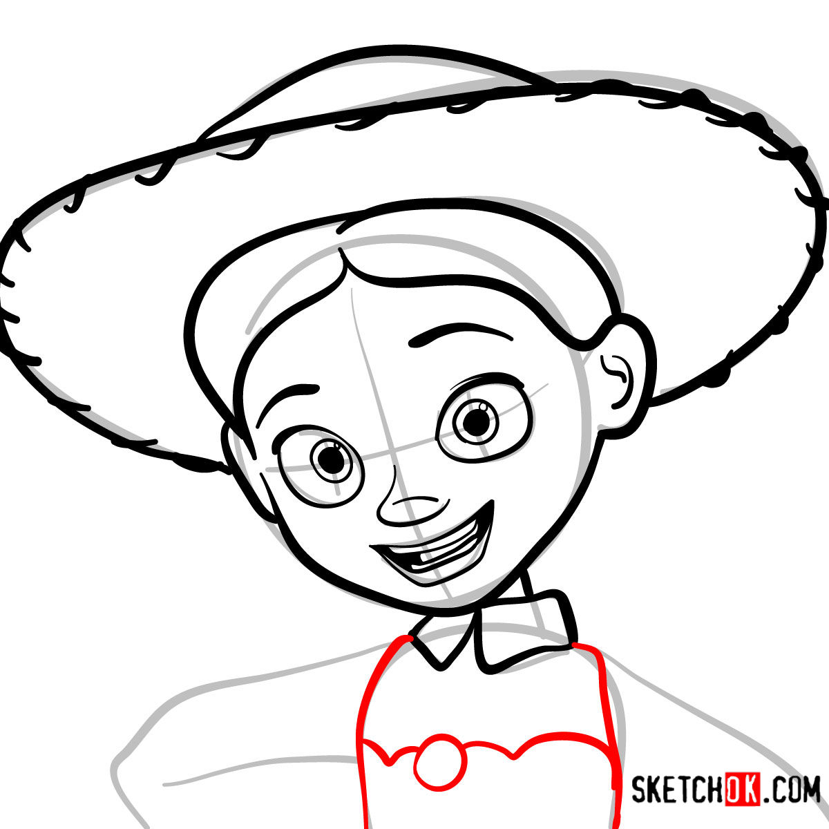 How to draw a portrait of Jessie | Toy Story - step 07