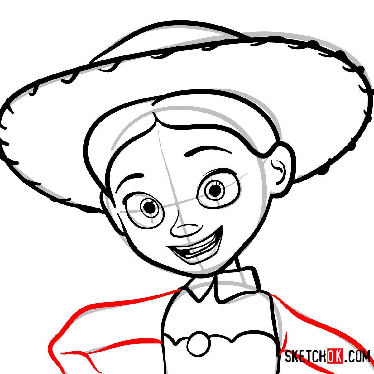 How to draw a portrait of Jessie | Toy Story - step 08