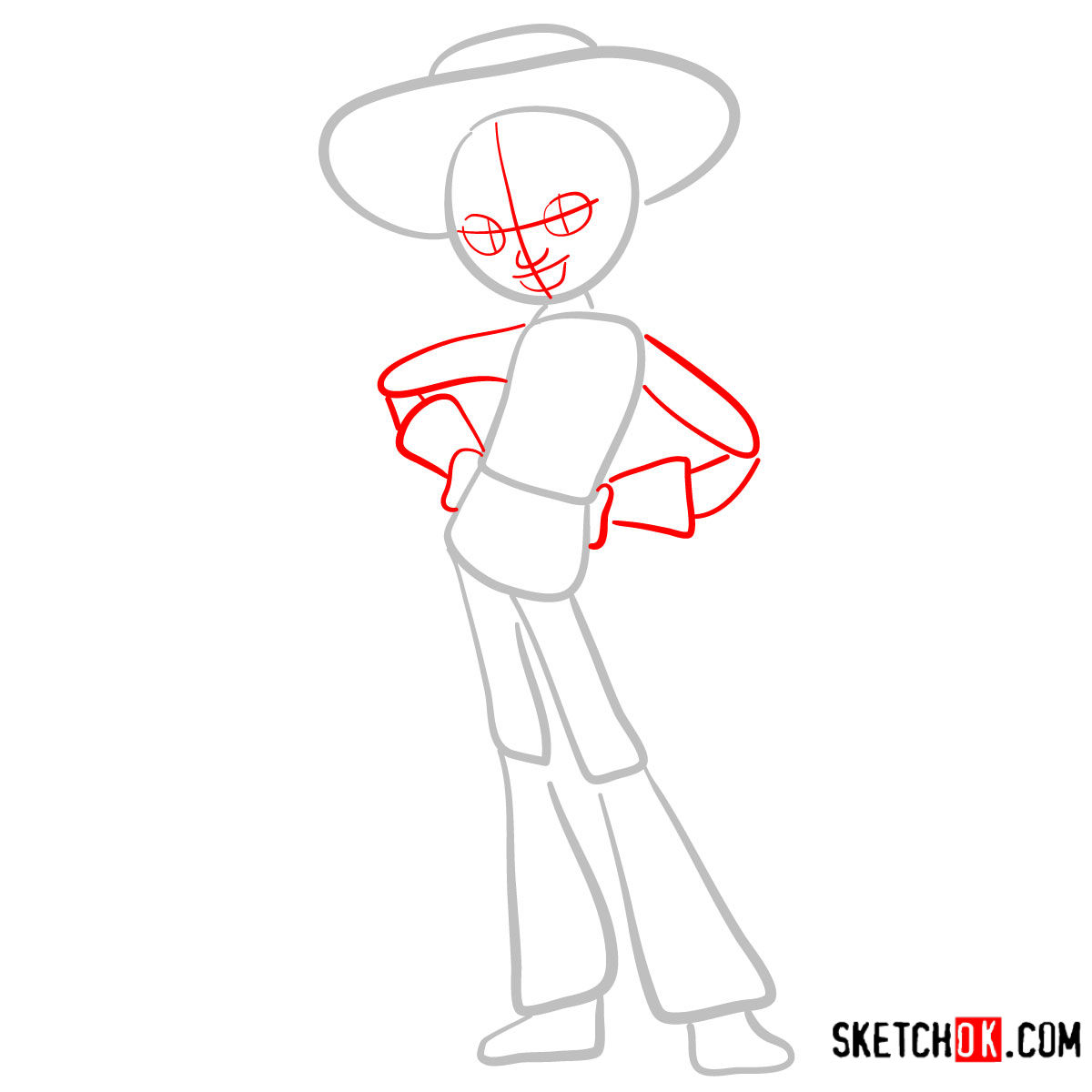 How to draw Jessie from Toy Story 2 - step 02