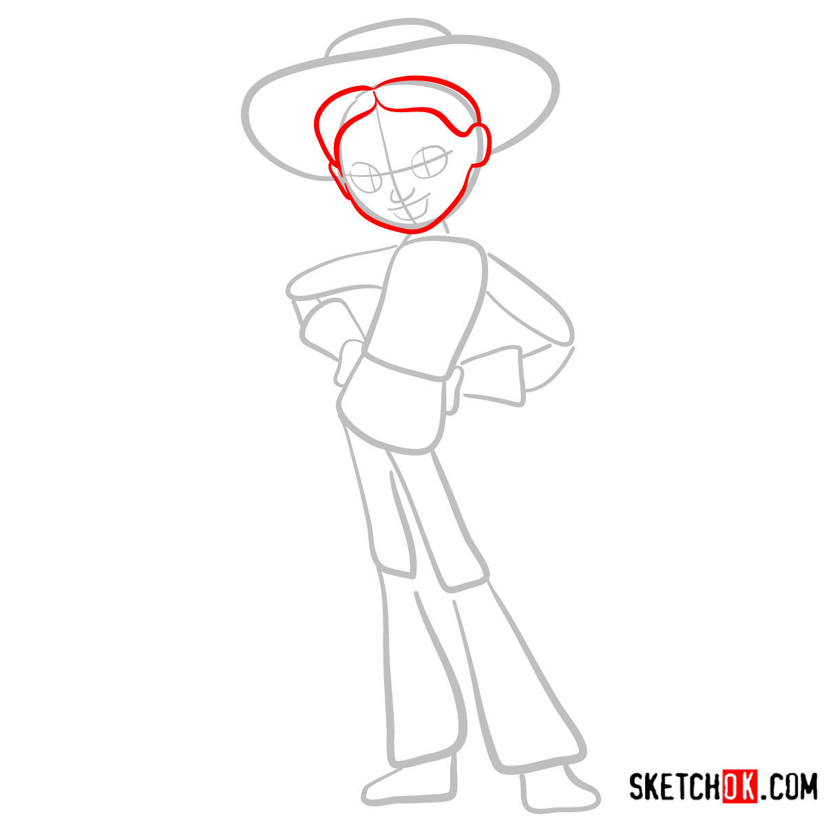 How to draw Jessie from Toy Story 2 - step 03