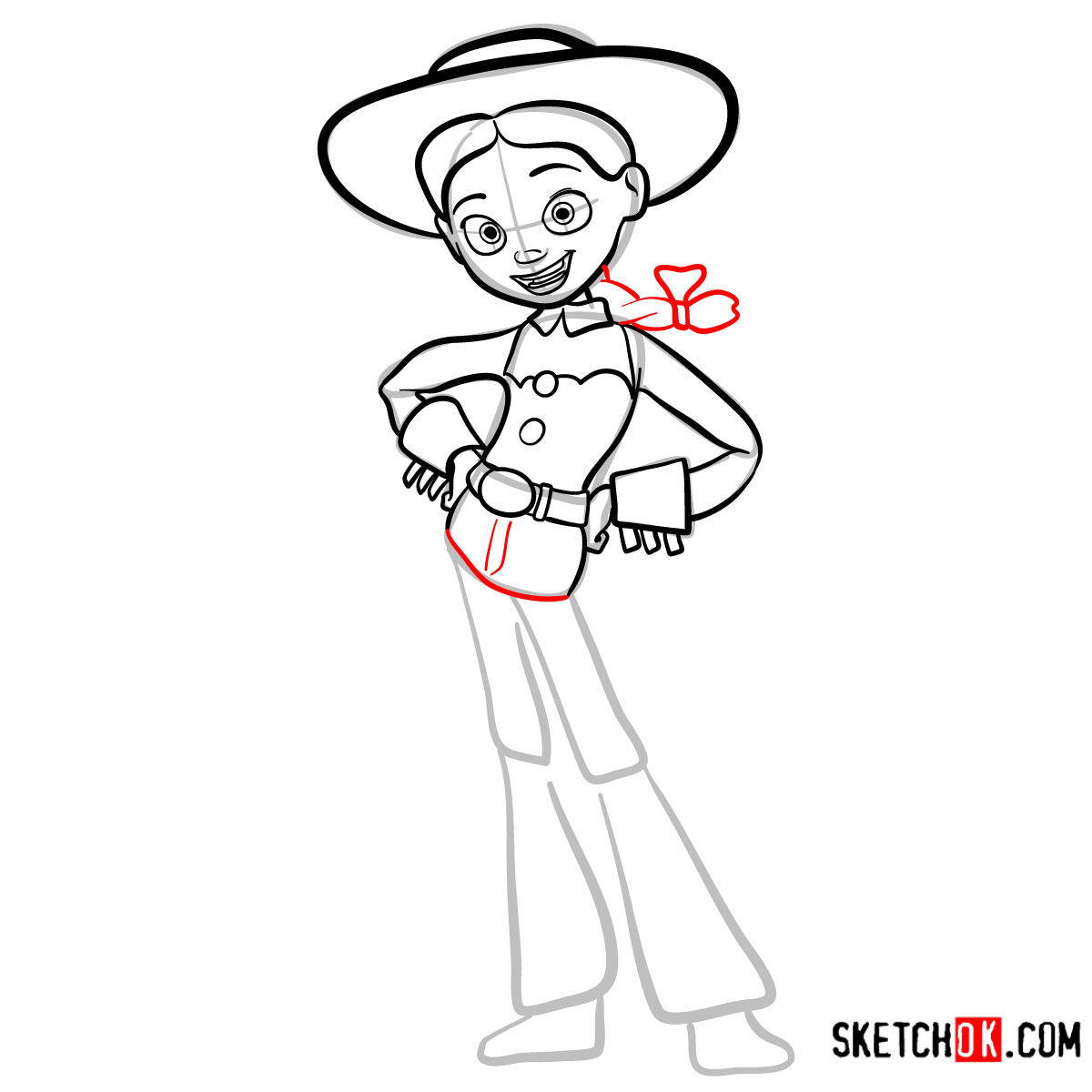 How to draw Jessie from Toy Story 2 - step 10