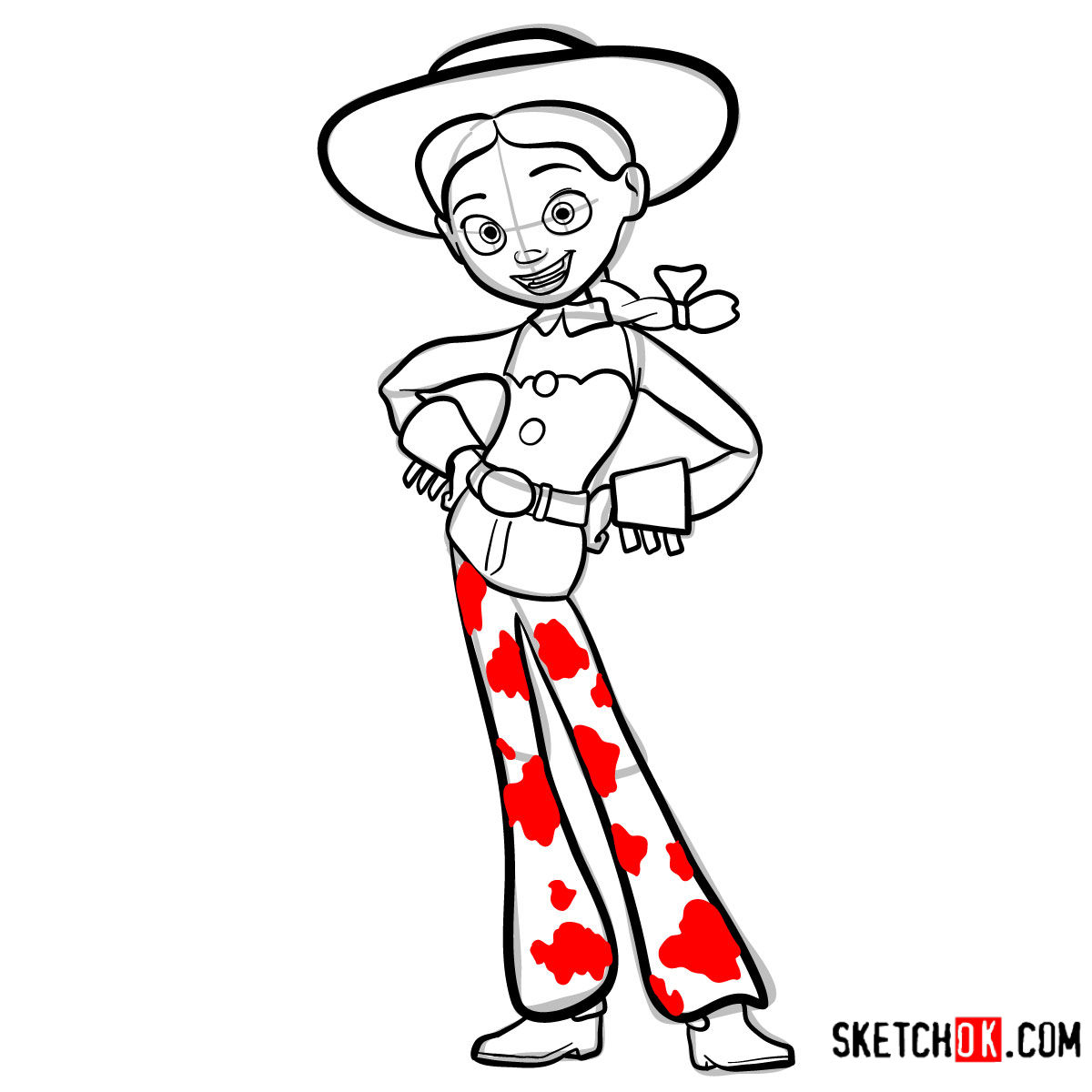 How to draw Jessie from Toy Story 2 - step 12